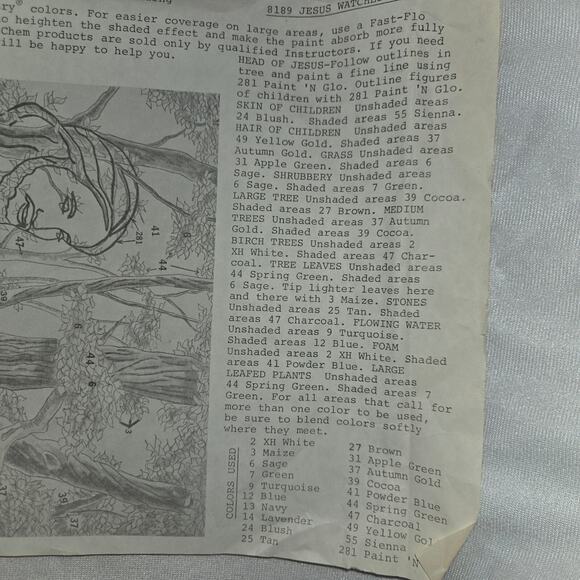 Tri-Chem Ready to Paint Jesus Watching Over 19" x 26" Instructions Self-Shading - Picture 3 of 8